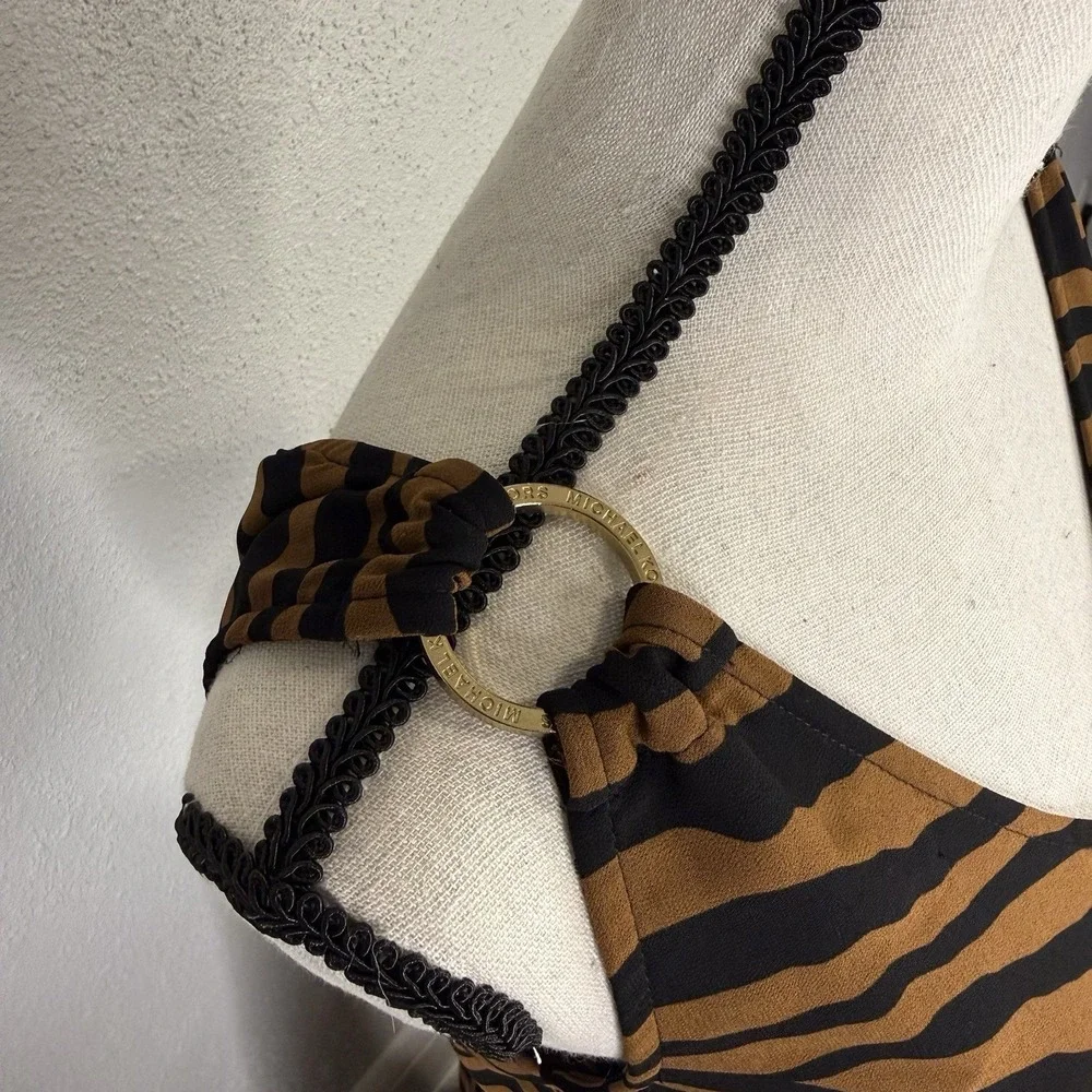 Michael Kors Women's Tiger Strip Summer Dress Size Xs Black Brown‎